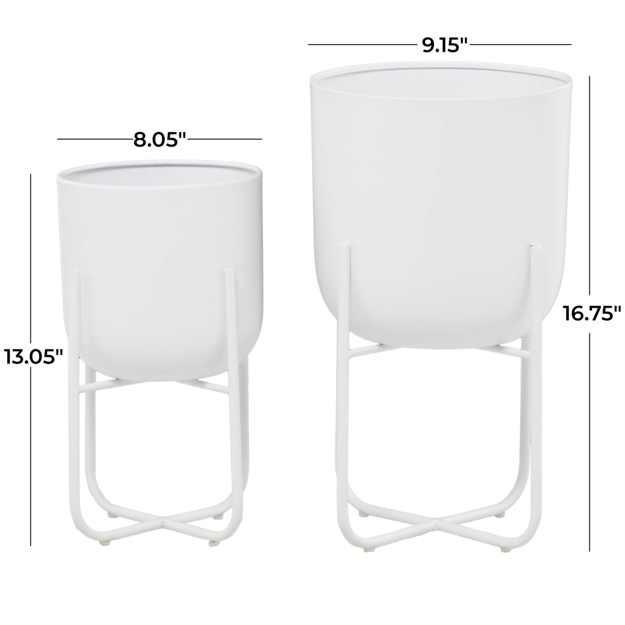 CosmoLiving by Cosmopolitan White Metal Planter with Removable Stand Set